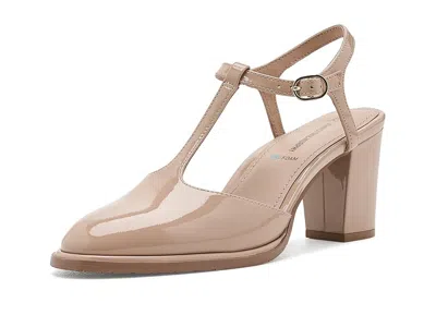 Johnston & Murphy Amy T-strap Pumps Women's Wedge Shoes Nude: 6.5 M, Leather