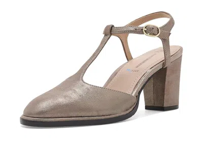 Johnston & Murphy Amy T-strap Pumps Women's Wedge Shoes Taupe 1: 9.5 M, Leather
