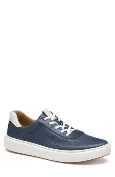 Johnston & Murphy Anders Perforated Sneaker In Dark Navy Full Grain