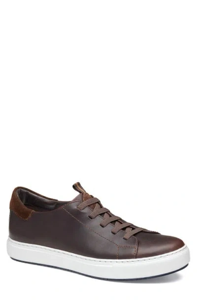 Johnston & Murphy Anson Lace-to-toe Leather Sneaker In Dark Brown English Full Grain