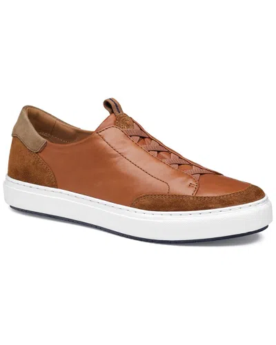 Johnston & Murphy Anson Stretch Lace-to-toe Leather Sneaker In Brown