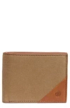 Johnston & Murphy Antique Canvas & Leather Bifold Wallet In Camel