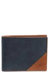 Johnston & Murphy Antique Canvas & Leather Bifold Wallet In Navy