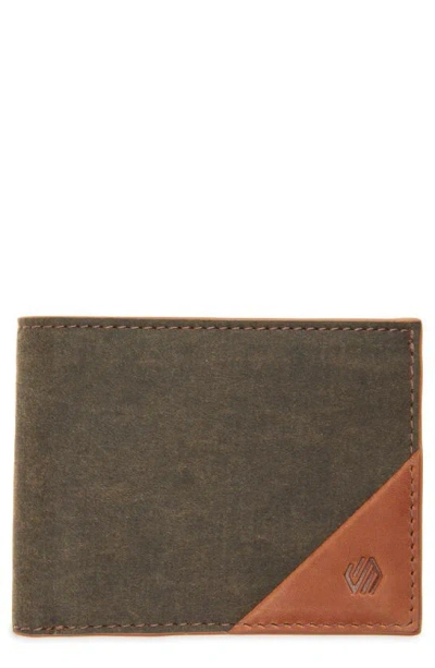 Johnston & Murphy Antique Cotton & Leather Bifold Wallet In Brown/ Tan