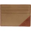 Johnston & Murphy Antique Cotton & Leather Card Case In Camel
