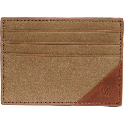 Johnston & Murphy Antique Cotton & Leather Card Case In Camel