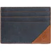 Johnston & Murphy Antique Cotton & Leather Card Case In Navy
