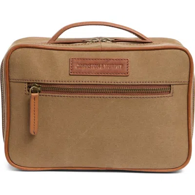 Johnston & Murphy Antique Cotton & Leather Dopp Kit In Camel