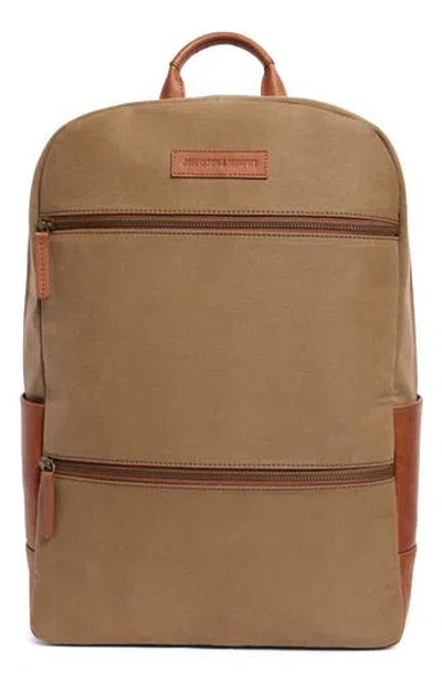 Johnston & Murphy Antique Cotton Canvas & Leather Backpack In Camel
