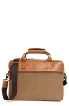 Johnston & Murphy Antique Cotton Canvas & Leather Briefcase In Camel