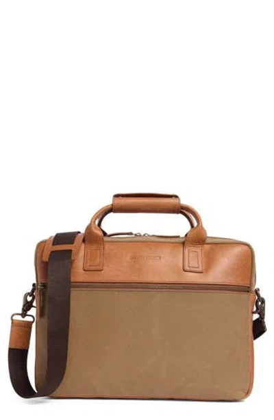 Johnston & Murphy Antique Cotton Canvas & Leather Briefcase In Camel