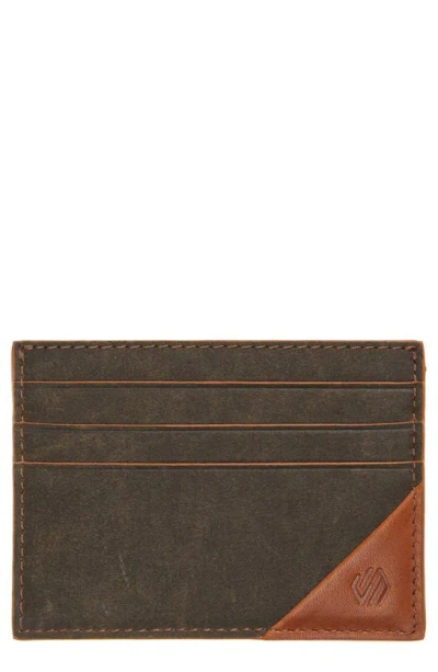 Johnston & Murphy Antique Leather Card Case In Brown/ Tan