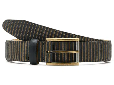 Johnston & Murphy Ariston Striped Leather Belt Men's Belts Black Multi: 42