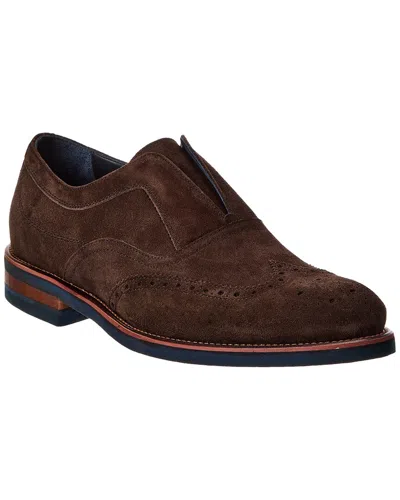 Johnston & Murphy Ashford Wingtip Slip-on Suede Oxford In Grey