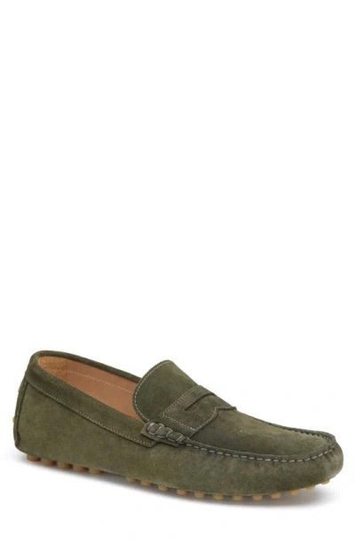 Johnston & Murphy Athens Penny Driving Loafer In Olive Suede