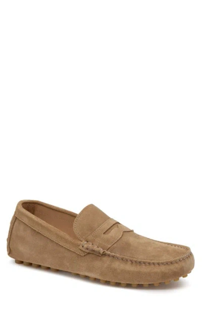 Johnston & Murphy Athens Penny Driving Loafer In Taupe Suede