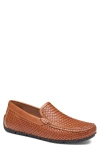 Johnston & Murphy Men's Baldwin Woven Leather Driving Loafers In Tan Sheepskin
