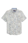 Johnston & Murphy Bandana Print Short Sleeve Button Down Shirt In White Multi