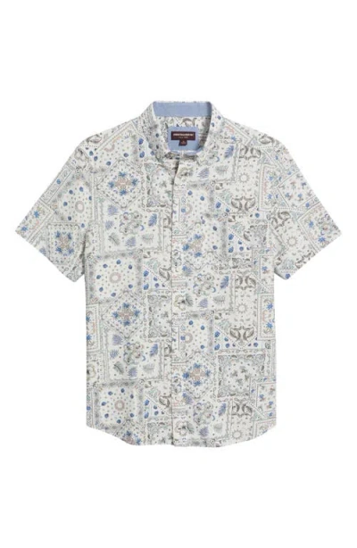 Johnston & Murphy Bandana Print Short Sleeve Button Down Shirt In White Multi