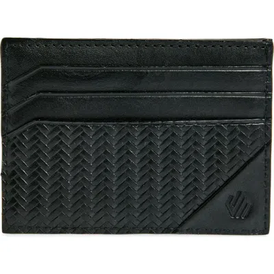 Johnston & Murphy Basketweave Card Holder In Black