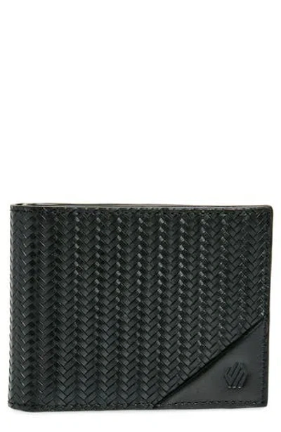 Johnston & Murphy Basketweave Leather Bifold Wallet In Black