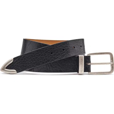 Johnston & Murphy Bison Leather Belt In Black