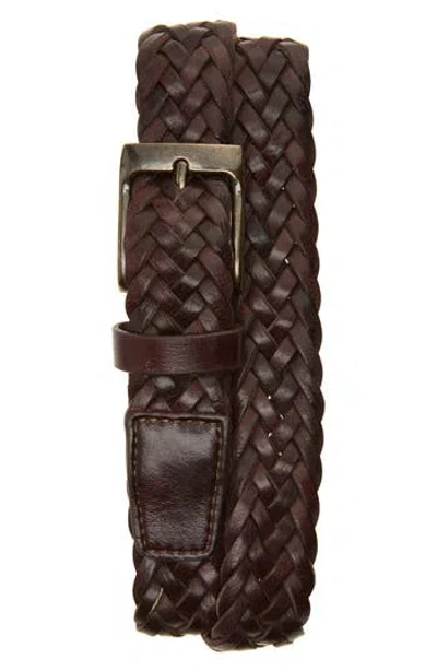 Johnston & Murphy Braided Leather Belt In Brown