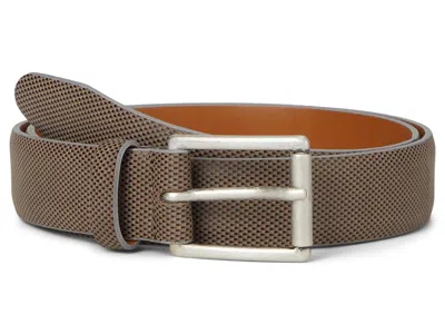 JOHNSTON & MURPHY BRUSHED MICRO CHECK MEN'S BELTS TAUPE: 36