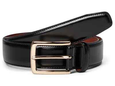 Johnston & Murphy Burnished Leather W/ Brass Buckle Belts Black: 34" Waist