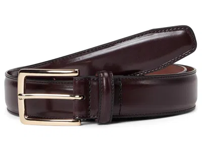 Johnston & Murphy Burnished Leather W/ Brass Buckle Belts Burgundy: 46" Waist