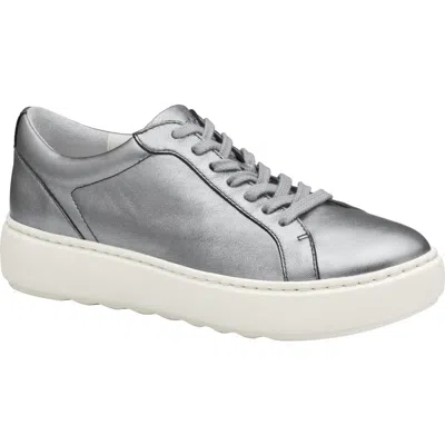 Johnston & Murphy Cammie Low Top Sneaker In Pewter Italian Metallic