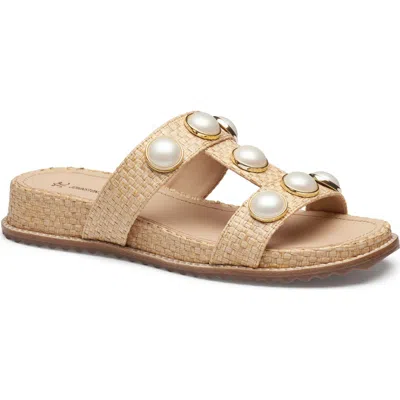 Johnston & Murphy Chandler Embellished Wedge Slide Sandal In Brown