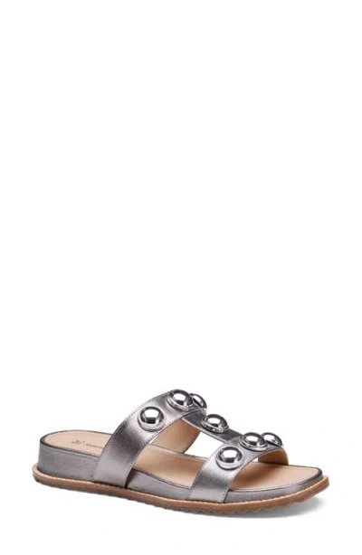 Johnston & Murphy Chandler Embellished Wedge Slide Sandal In Gray