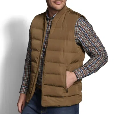 Johnston & Murphy Channel Quilt Vest With Knit In Camel In Gray