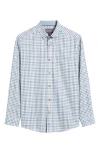 Johnston & Murphy Check Heathered Cotton Button-up Shirt In Blue