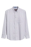 Johnston & Murphy Circle Grid Print Button Down Shirt In Blue/tan