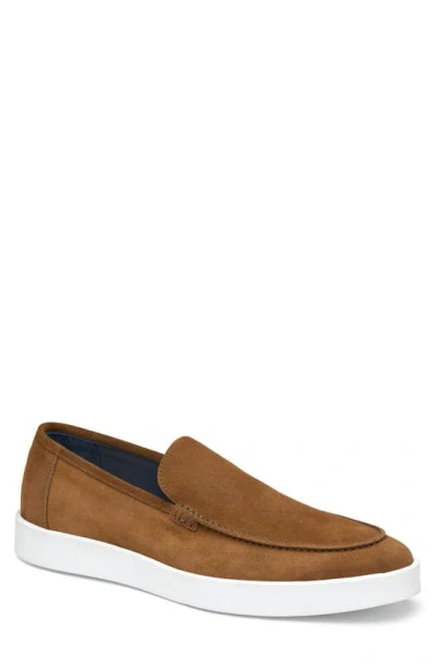 Johnston & Murphy Collection Bolivar Moc Toe Slip-on Trainer In Snuff Italian Suede