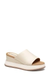Johnston & Murphy Colleen Platform Wedge Slide Sandal In Bone Nappa Leather