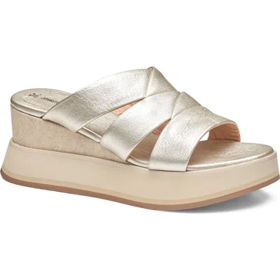 Johnston & Murphy Colleen Platform Wedge Slide Sandal In Gold