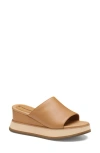 Johnston & Murphy Colleen Platform Wedge Slide Sandal In Tan Nappa Leather