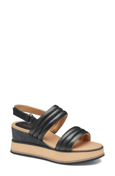 Johnston & Murphy Colleen Wedge Sandal In Black Glove Leather