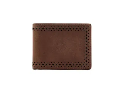 Johnston & Murphy Color Blocked Perforated Billfold Wallet Wallet Handbags Brown, Leather