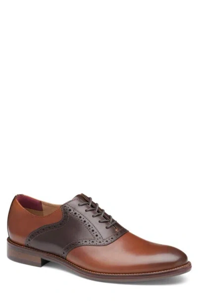 Johnston & Murphy Conard 2.0 Saddle Shoe In Tan/mahogany Full Grain