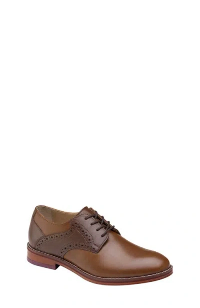 Johnston & Murphy Kids'  Conard Saddle Shoe In Tan/mahogany Full Grain