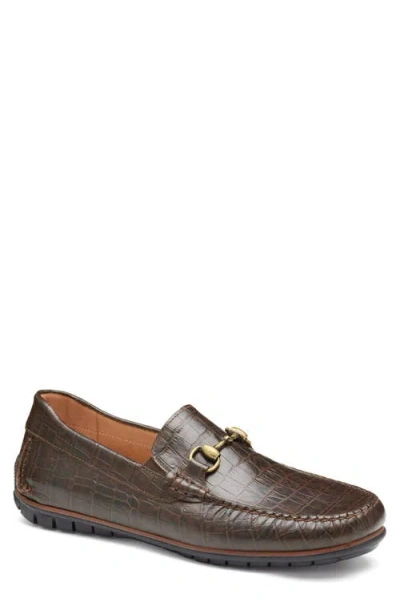 Johnston & Murphy Cort 2.0 Bit Loafer In Dark Brown Croc Embossed