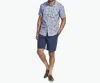 JOHNSTON & MURPHY COTTON SHORT SLEEVE BUTTON UP TOP IN NAVY BICYCLE
