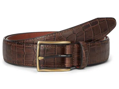 Johnston & Murphy Croc-embossed Belt Belts Mahogany: 38" Waist In Brown