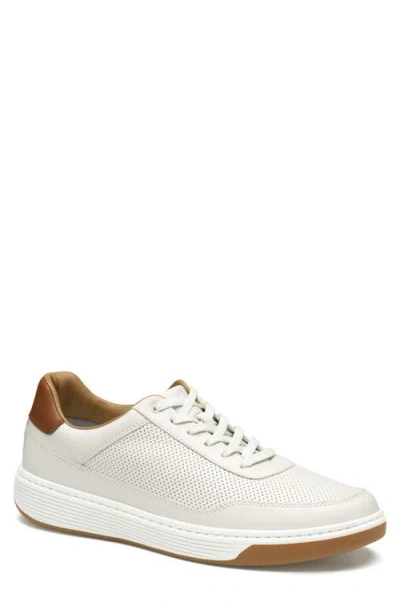 Johnston & Murphy Dawson Perforated Leather Sneaker In White