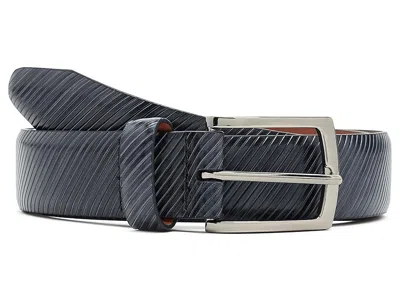 Johnston & Murphy Diagonal Etched Belt Men's Belts Ash: 36 In Black