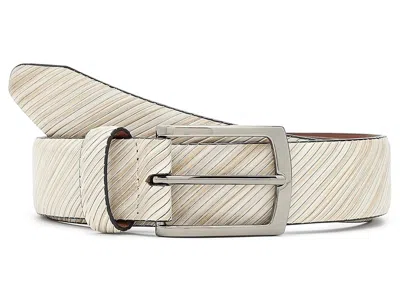 Johnston & Murphy Diagonal Etched Belt Men's Belts Bone: 36 In Gray